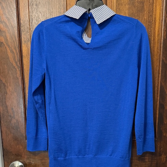 J. Crew Tippi Royal Blue Sweater with Striped Collar NWT - Picture 3 of 3